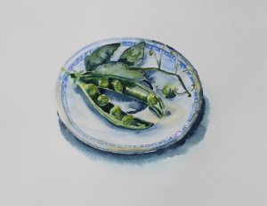 Peas on plate watercolour