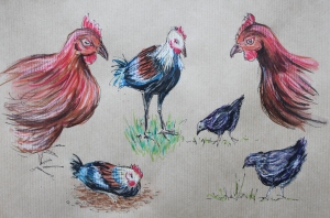 Chickens brown paper tombow