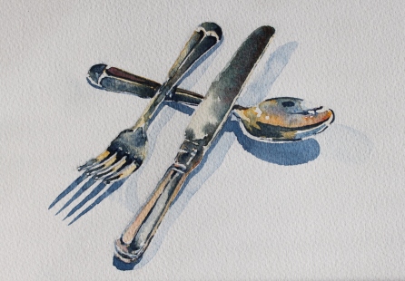 Cutlery watercolour